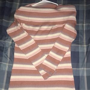 A off the shoulder/turtleneck dress w/long sleeves